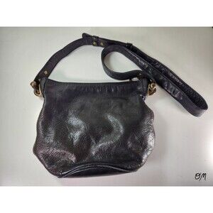 Vintage DKNY Black Soft Leather Hobo Shoulder Bag Crossbody Brass Hardware
